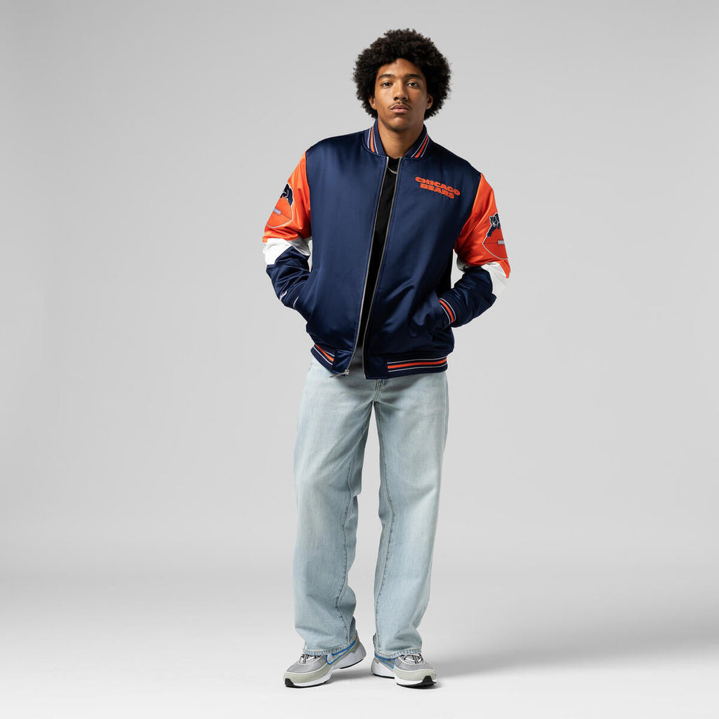 M&N NFL Vintage Chicago Bears Throw It Back Heavyweight Satin Jacket