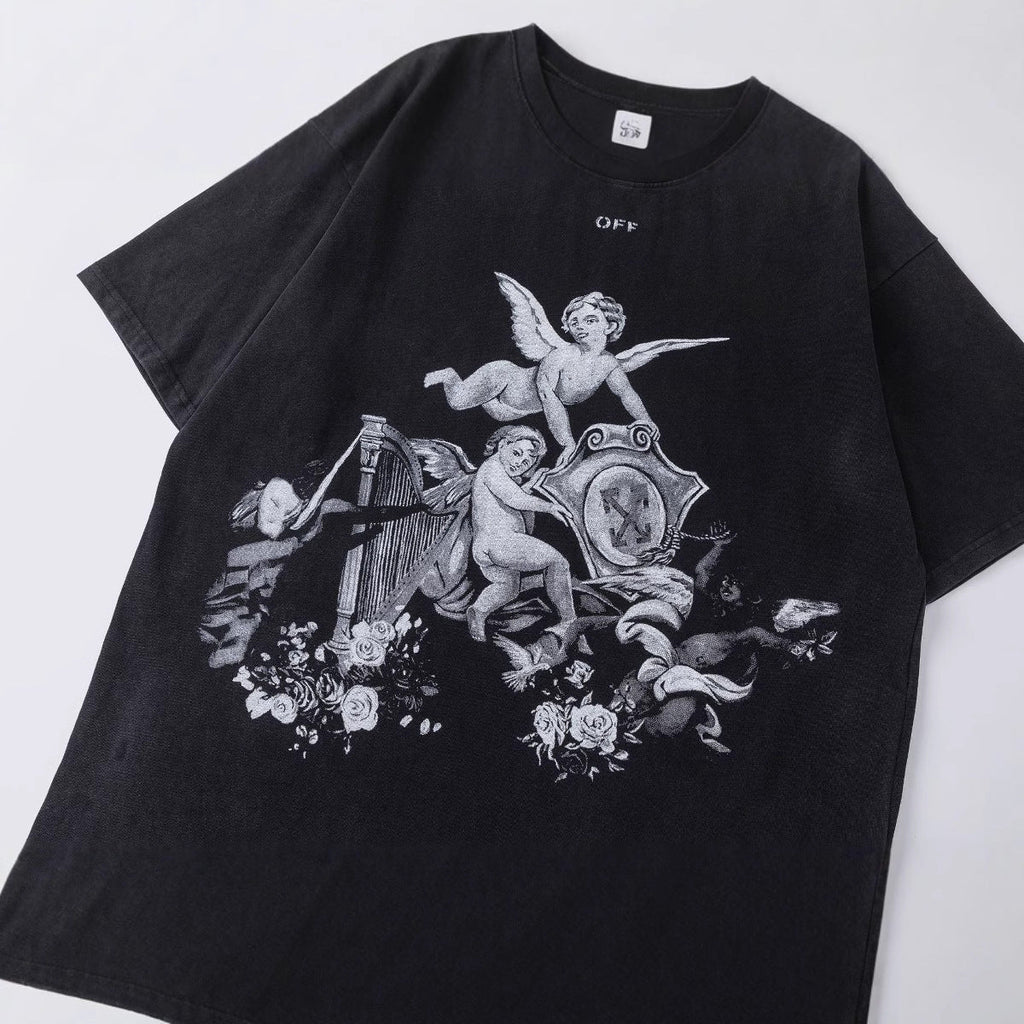 Off White Baby Angel Graphic Crew Neck Unisex T Shirt