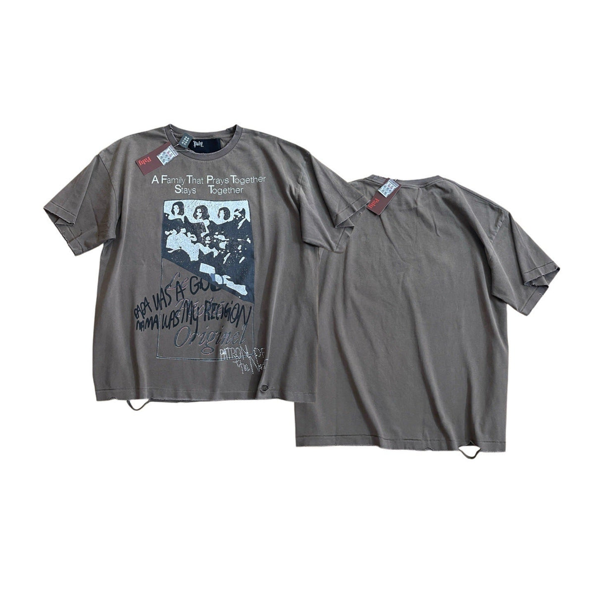 Paly Hollywood Portrait and Letter Graphic Crew Neck T-Shirt Unisex