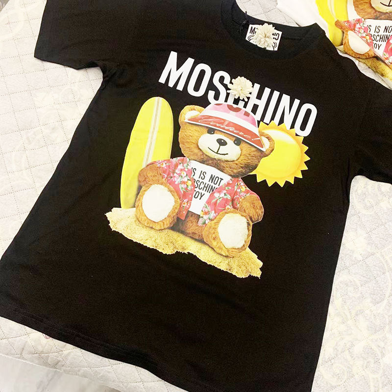 Moschino T-shirt T-shirt Round Neck Pullover Loose