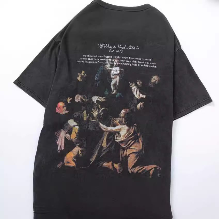 Off-White Colorful Figure Graphic Short Sleeve Crewneck T-Shirt