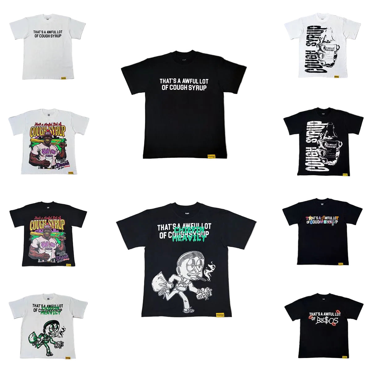 ALOCS Cough Syrup Multi‑Graphic Oversized Tee Streetwear Unisex