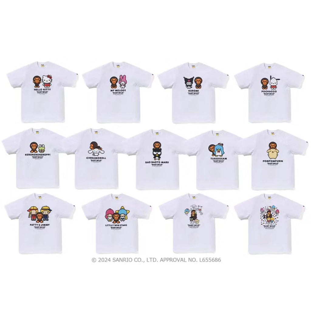BAPE Baby Milo X Hello Kitty Graphic Tee Loose Unisex Couple T-Shirt