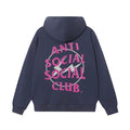 Anti Social Social Club Pink Logo Navy Hoodie