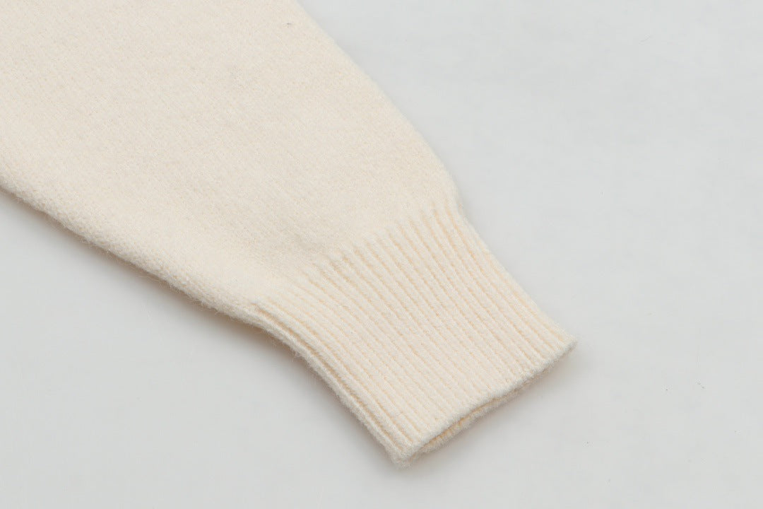 Off-White Front and Back Letter Graphic Crewneck Wool Sweater