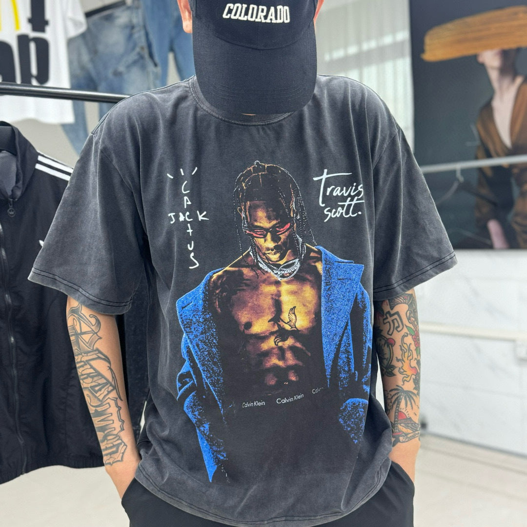 Travis Scott VTG Washed Rapper Athlete Mike Tyson Oversized Tee