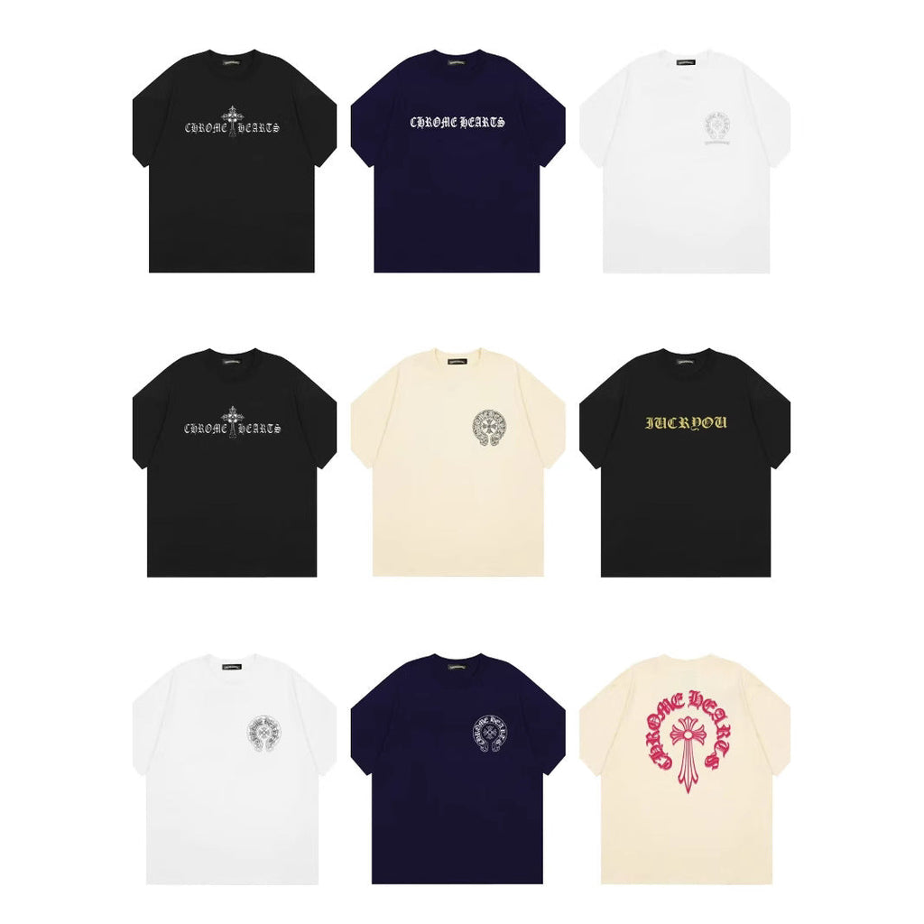 Chrome Hearts Multi‑Cross Horseshoe Graphic Oversized Tee Streetwear