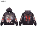Vale Forever Black Vintage Eagle Tattoo Graphic Full Zip Hoodie