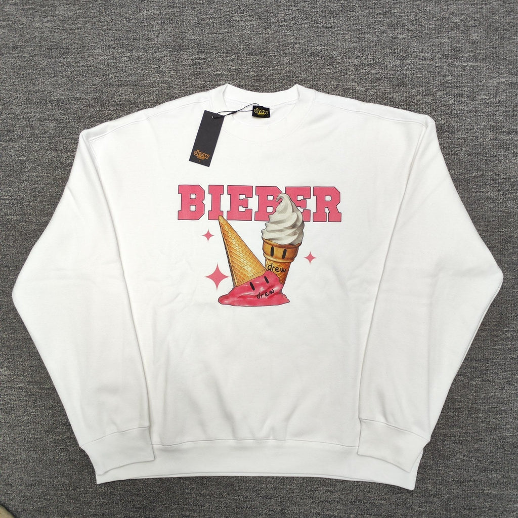 Drew House Sweatshirts Unisex Ice Cream Pattern Fleece Crew Neck Sweater