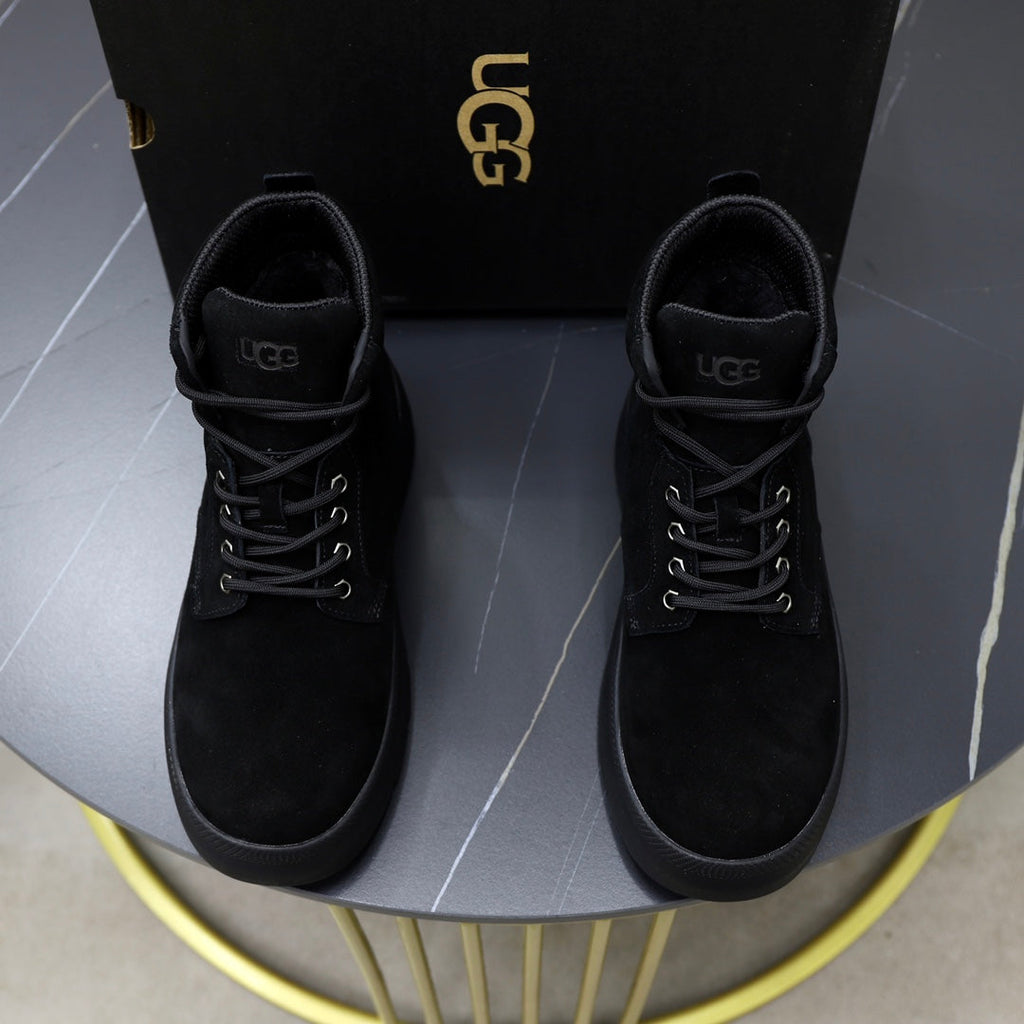UGG Black Nubuck Lace-Up Winter Boots
