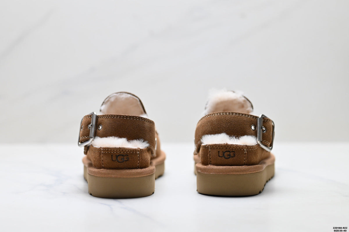 UGG Golden Family Shearling Buckle Clogs