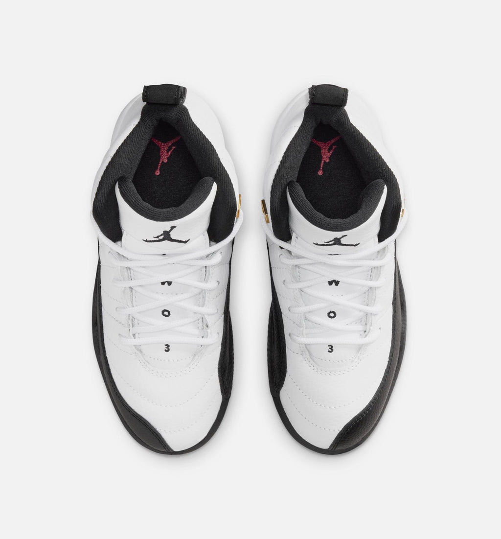 Air Jordan 12 Retro Taxi Preschool Lifestyle Shoes - White/Black/Taxi