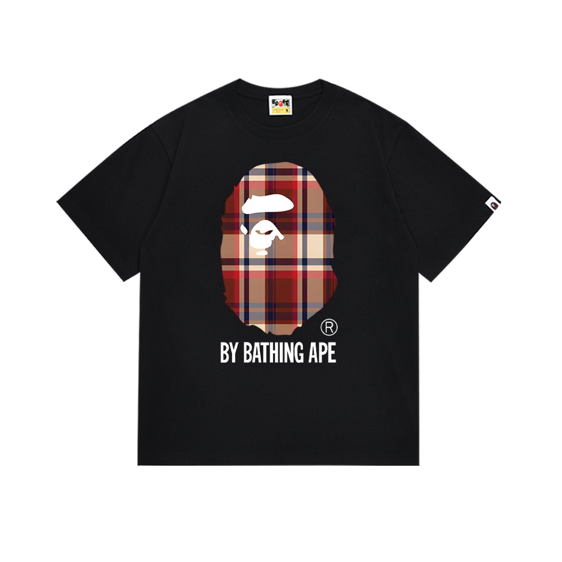 BAPE Red Plaid Ape Head Graphic T-Shirt
