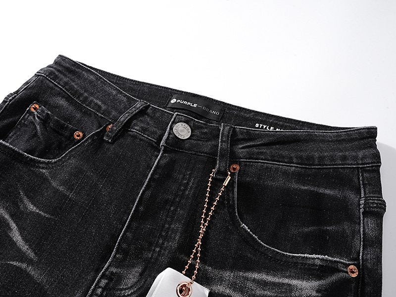 Purple Brand Black Washed Distressed Jeans