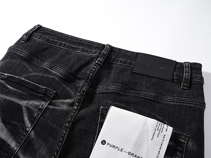 Purple Brand Black Washed Distressed Jeans