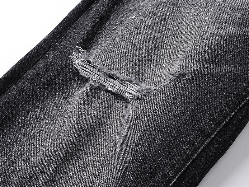 Purple Brand Washed Black Distressed Paint-Splatter Jeans