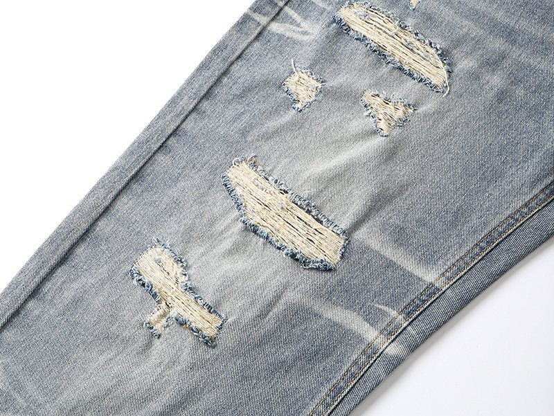 Purple Brand Light Blue Scribble Graphic Distressed Jeans