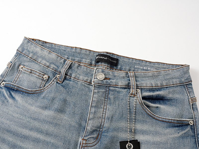 Purple Brand Light Blue Raw Hem Denim Shorts