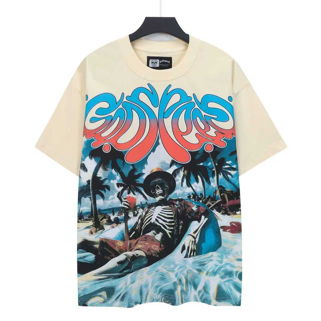 Godspeed Beach Skeleton Graphic T-Shirt