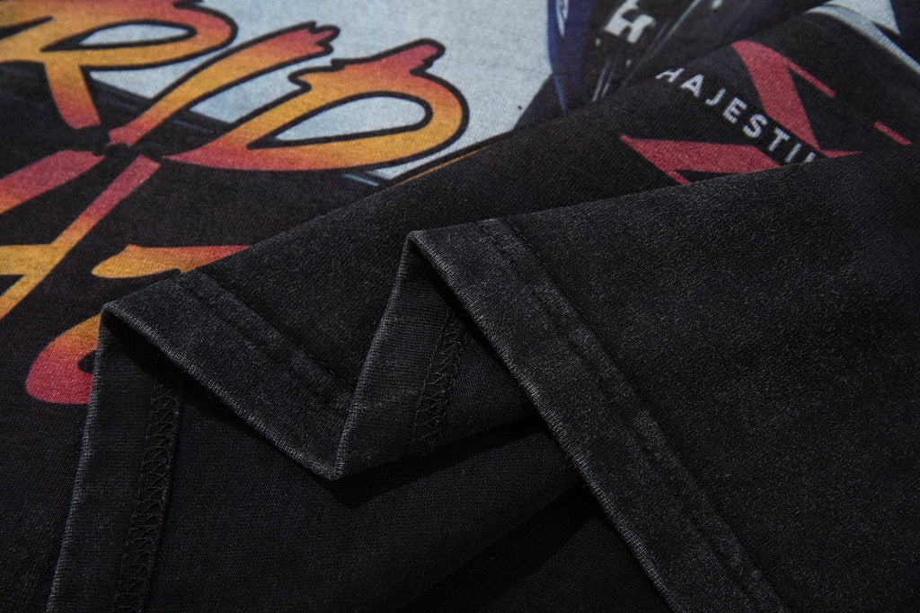 MAJESTIK Racing Graphic Washed Black T-Shirt