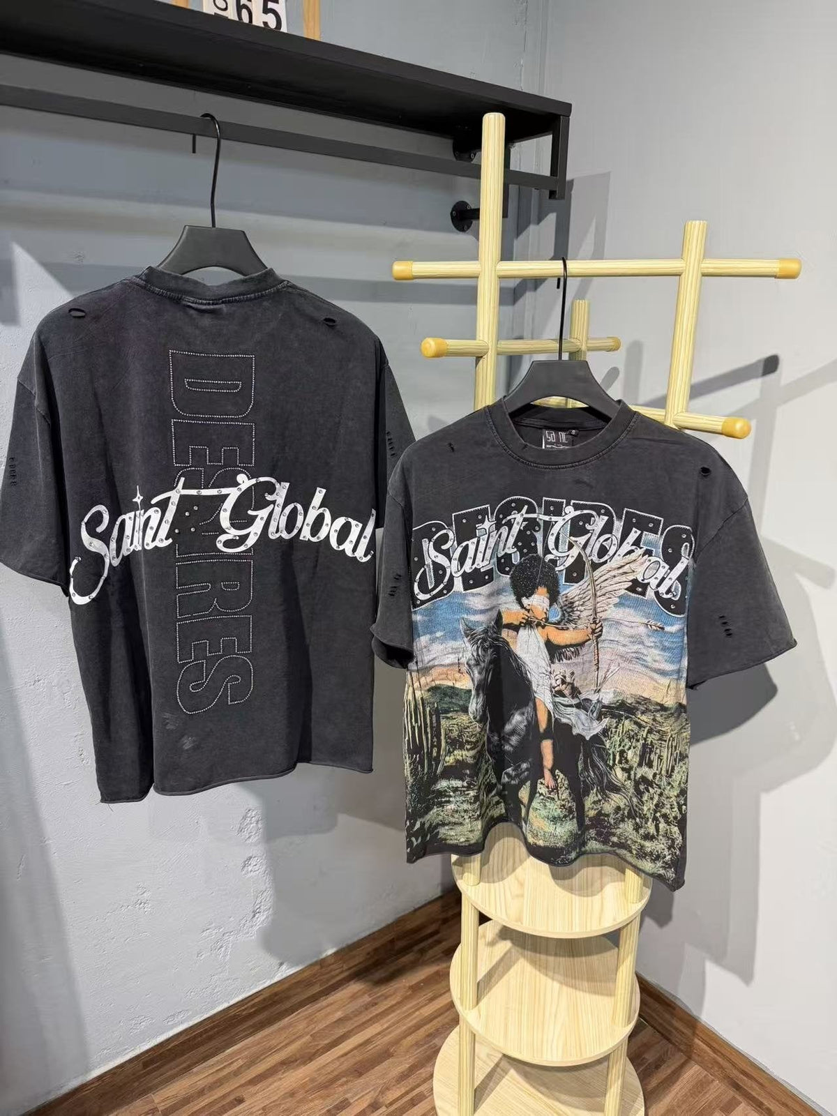 SAINT Rider & De Ores Graphic Washed Black T-Shirt