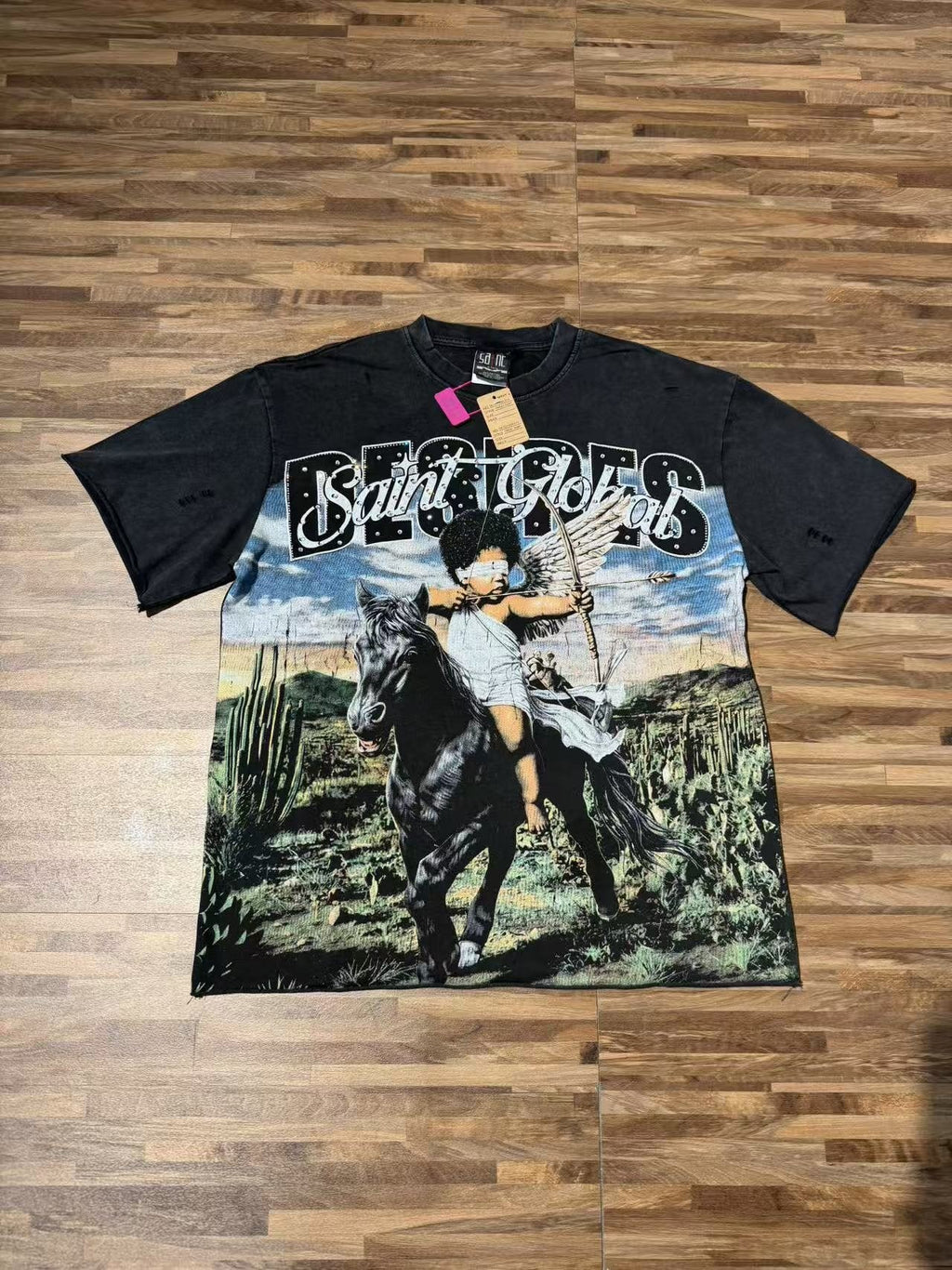 SAINT Rider & De Ores Graphic Washed Black T-Shirt
