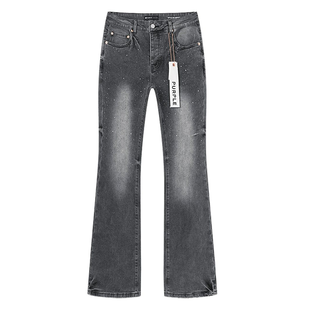 Purple Brand Gray Rhinestone Flared Jeans