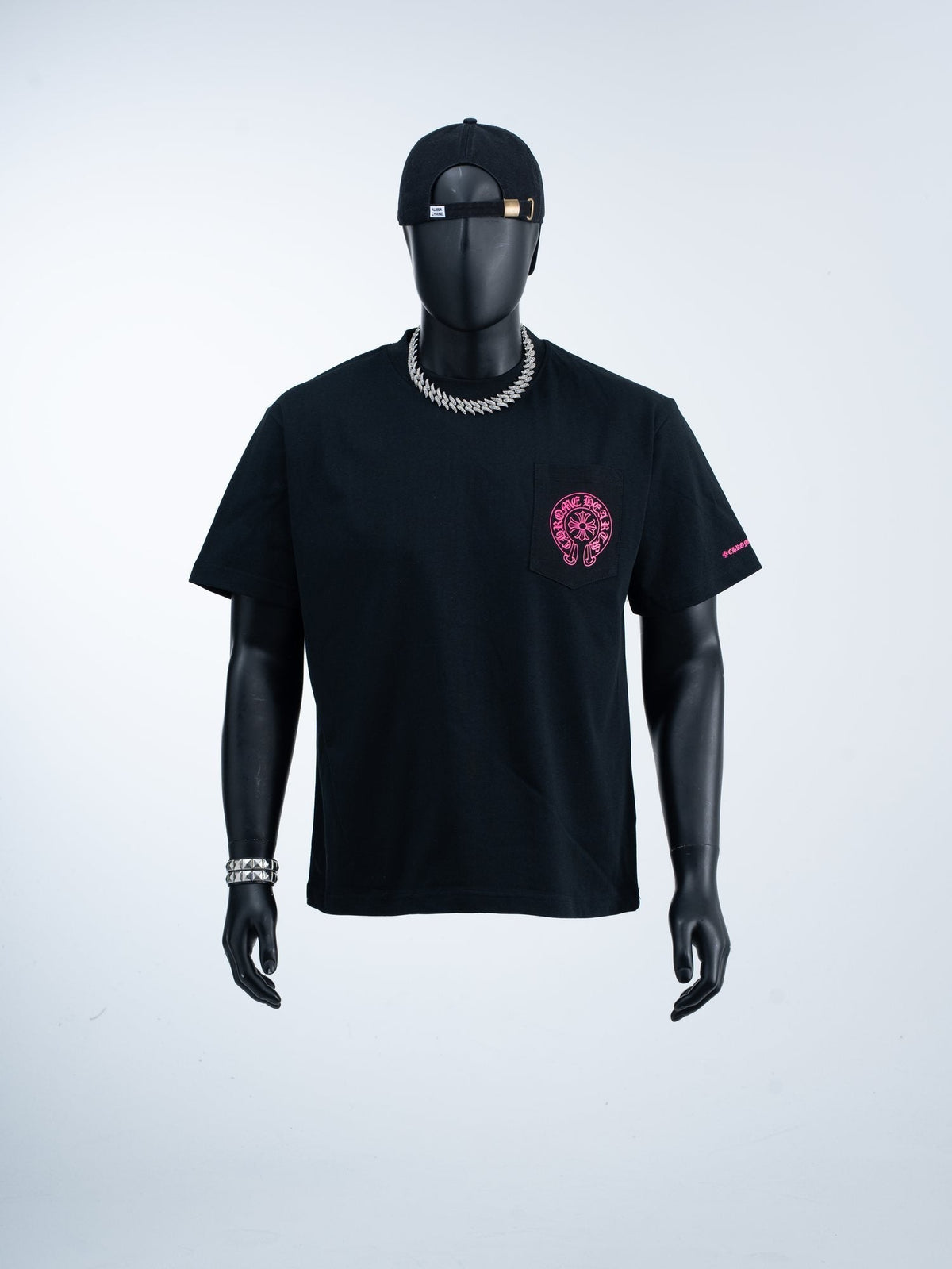 Chrome Hearts Pink Back Graphic Pocket T-Shirt