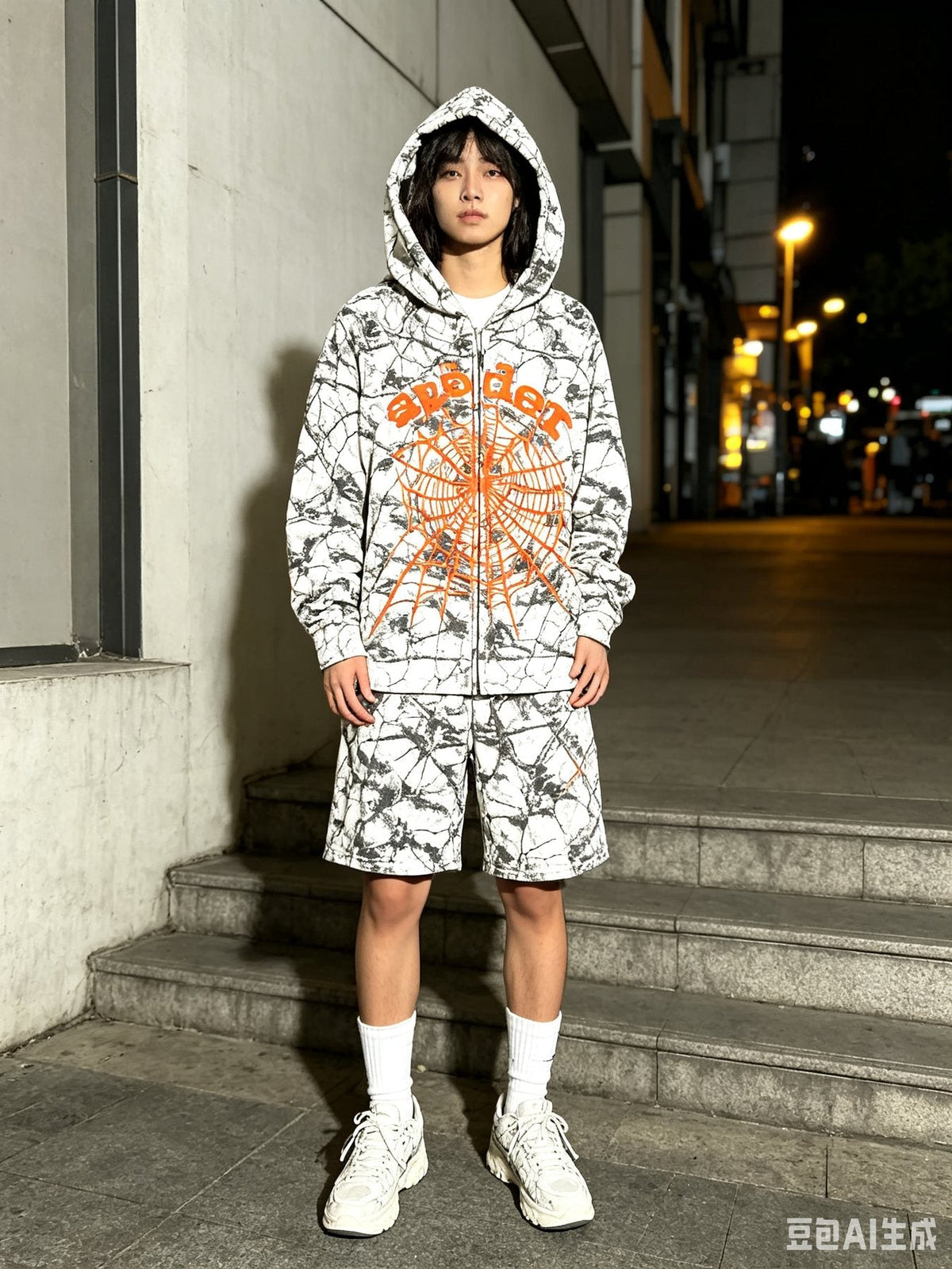 Sp5der Camo Spider Graphic Hoodie & Shorts Set