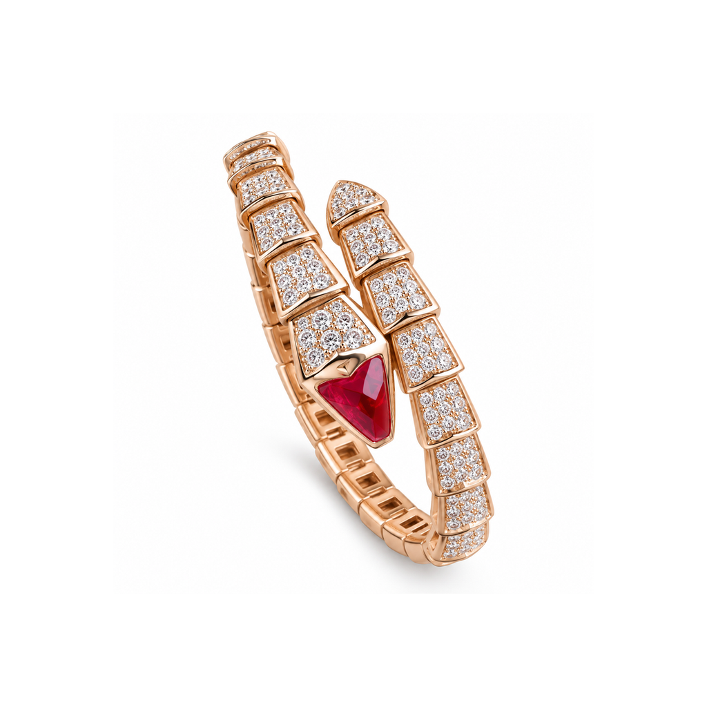 BVLGARI Serpenti Snake-Head Full-Diamond Bracelet