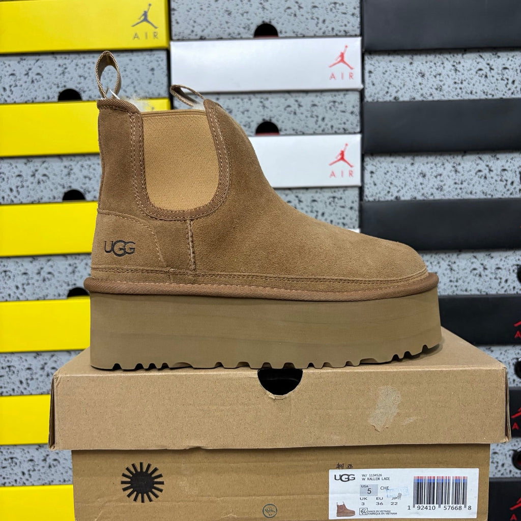 UGG Chelsea Platform Ankle Boot – Women’s Suede Boot with Metal Ring Pull Tabs & Lug Sole in Wheat
