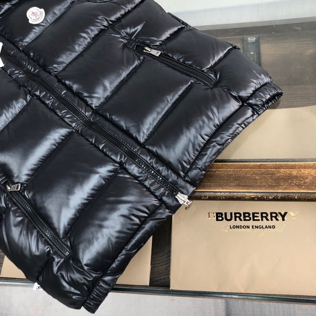 Moncler Black Maya Hooded Quilted Down Vest