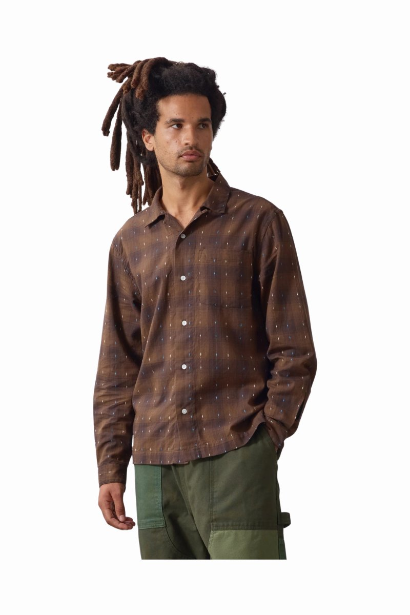 SERVICE WORKS DRAG STITCH RESORT SHIRT Brown