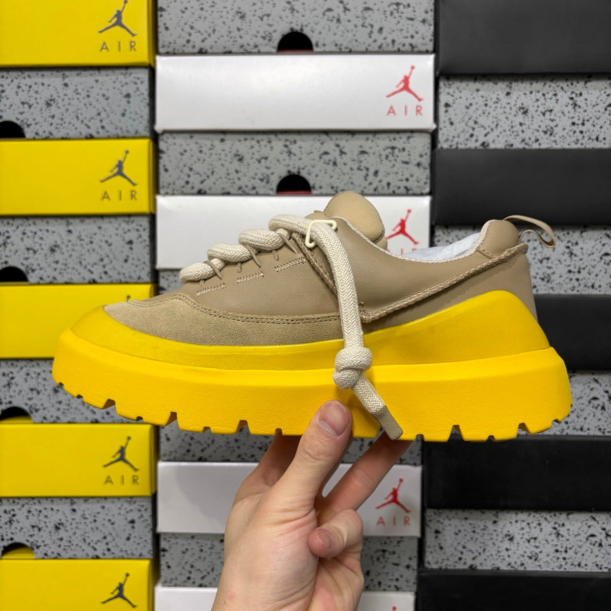 UGG Tazz Platform Sneaker – Women’s Wool-Lined Lace-Up in Cream with Yellow Sole