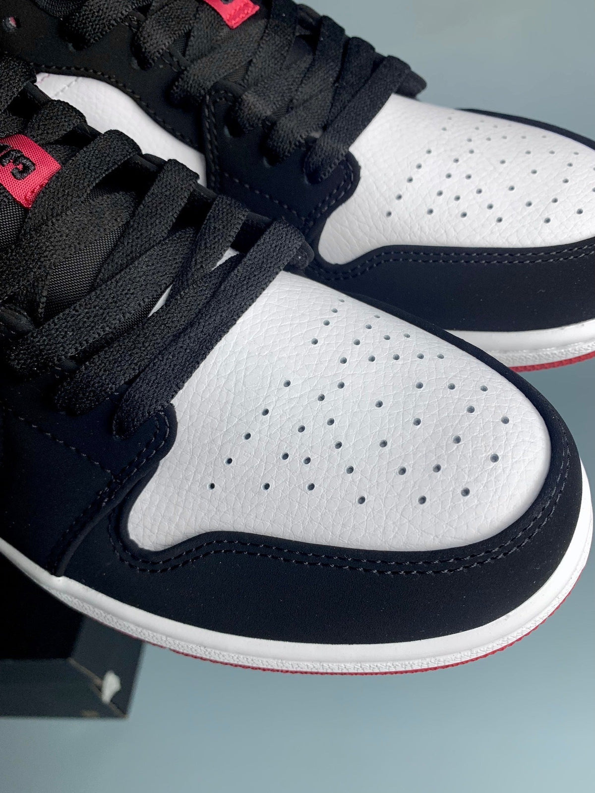 Air Jordan 1 Low Black and Red Toe 553558-116 Unisex Sneakers
