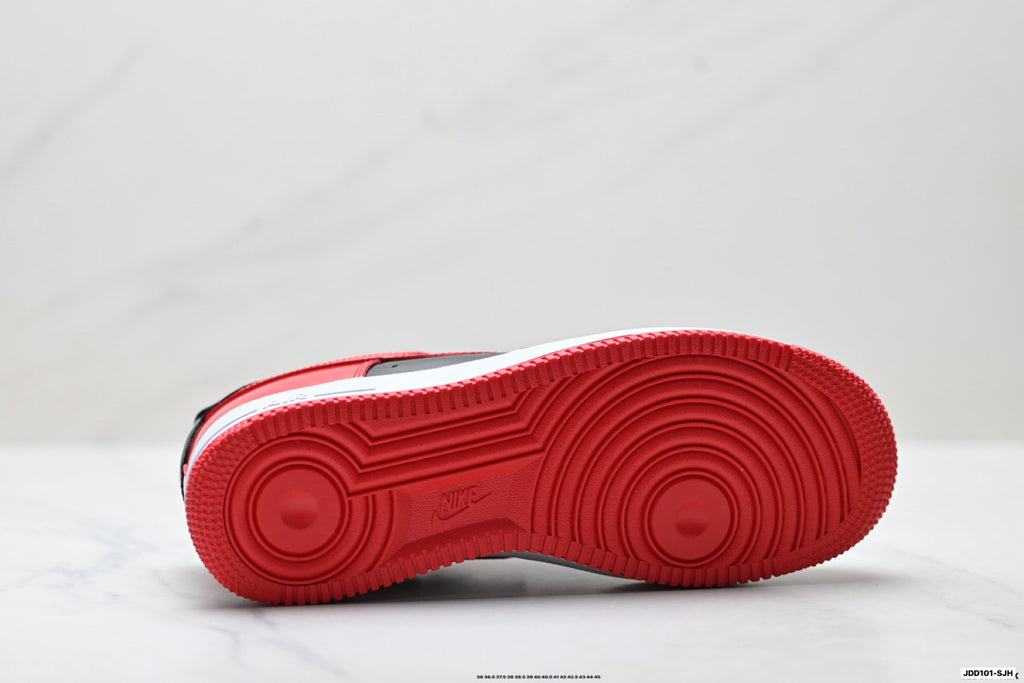 Nike Air Force 1 Low Black Red White Unisex Sneakers Style 01