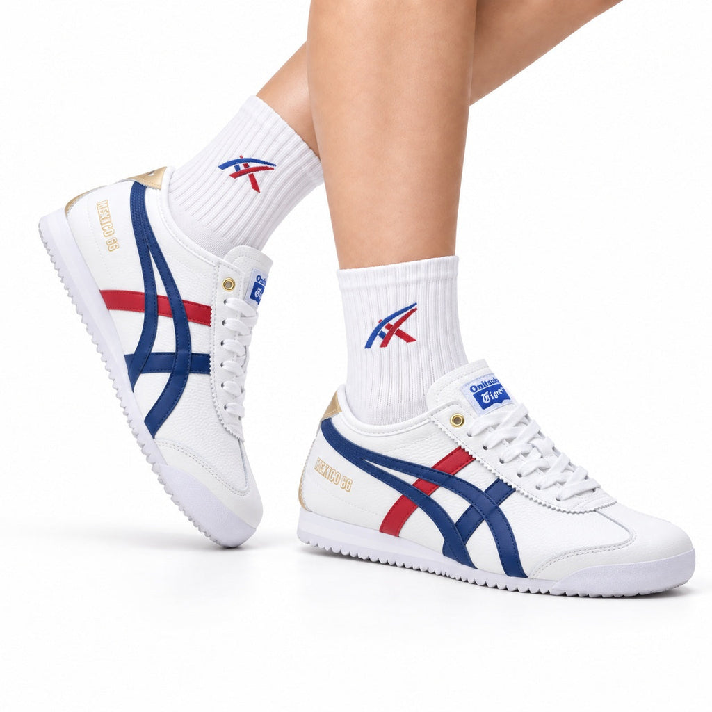 Onitsuka Tiger Retro Low Top White Royal Blue Red Unisex Shoes Style 20