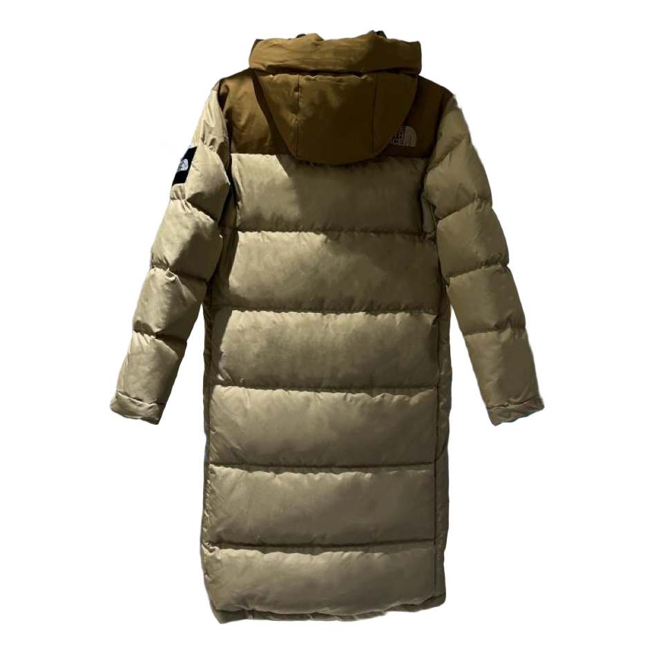 The North Face Colour-Block Hooded Long Puffer Coat – Tan | Premium Down | Full-Length