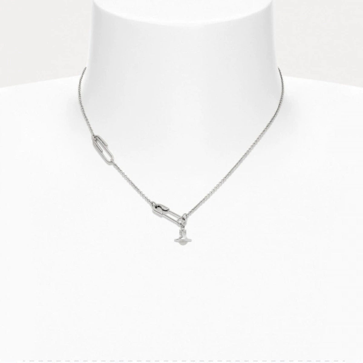 Vivienne Westwood Style 3D Orb Safety Pin Necklace