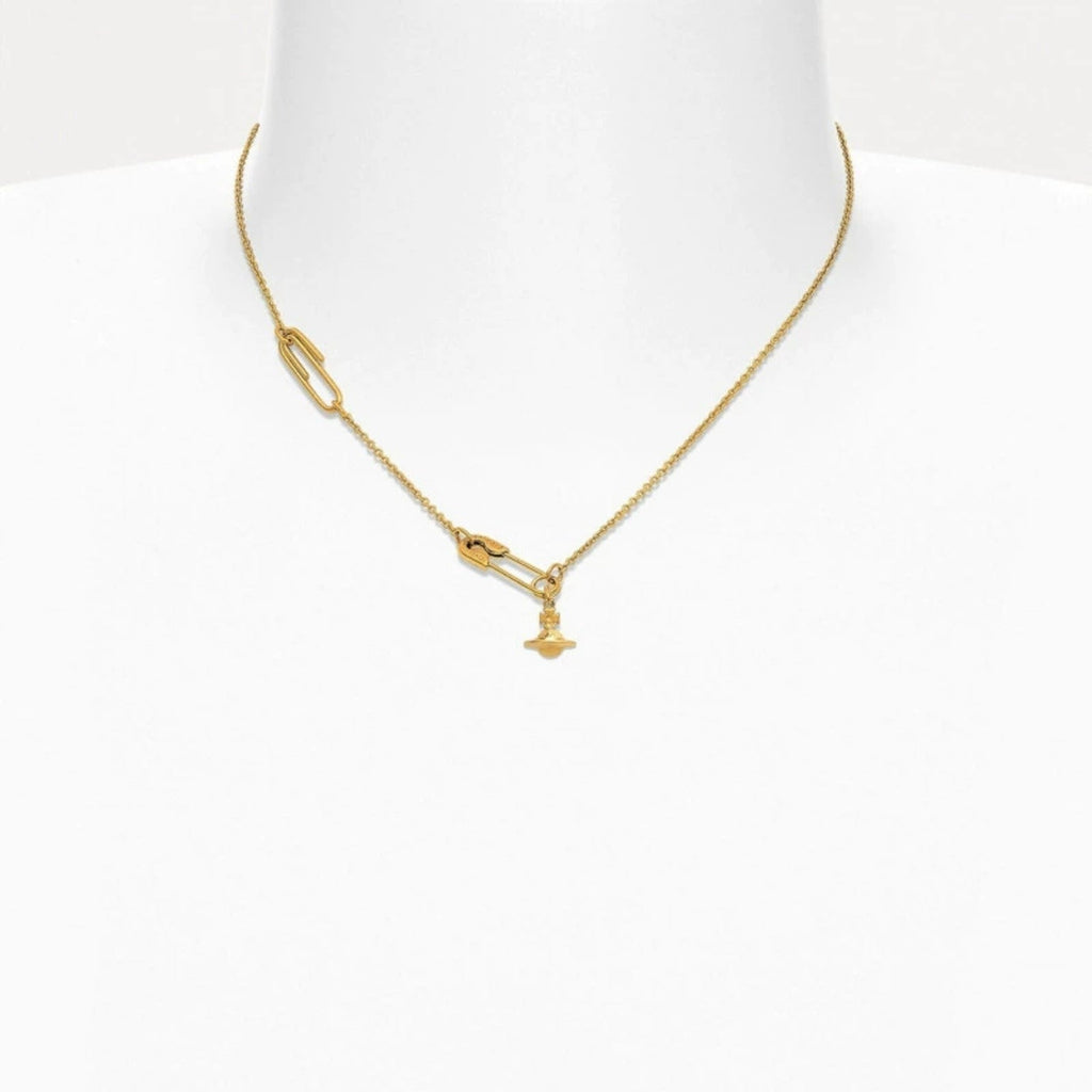 Vivienne Westwood Style 3D Orb Safety Pin Necklace