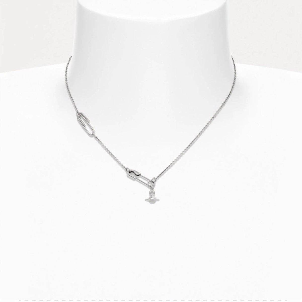 Vivienne Westwood Style 3D Orb Safety Pin Necklace