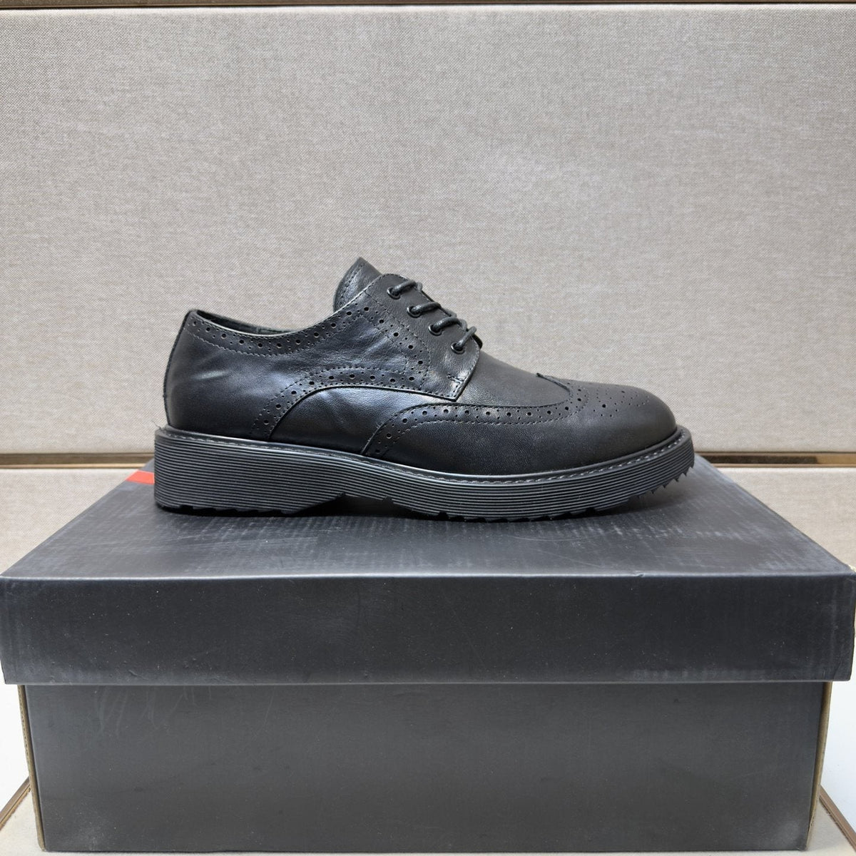 Prada Black Brogue Lace-Up Shoes