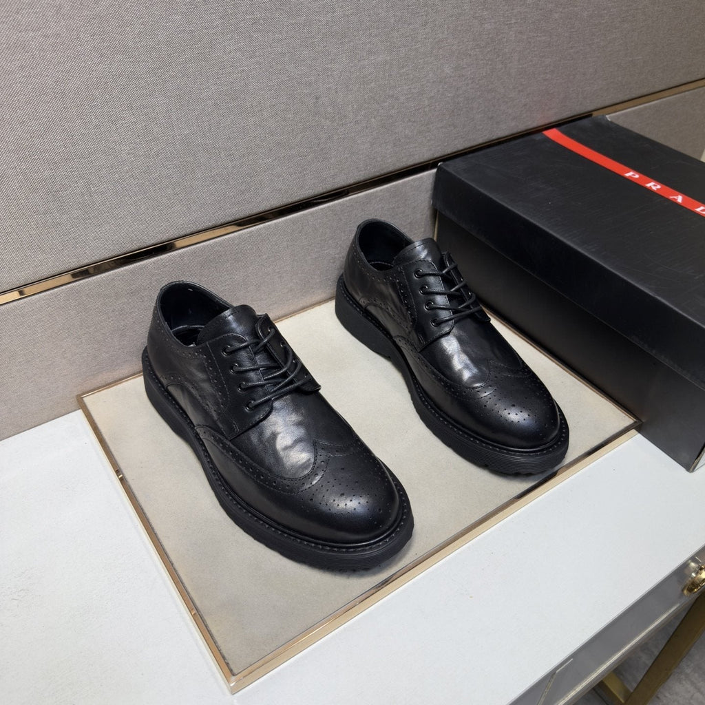Prada Black Brogue Lace-Up Shoes