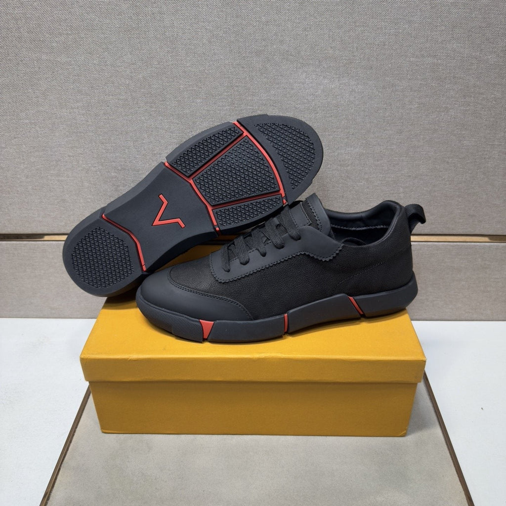Louis Vuitton Black Low-Top Sneakers with Red Accents