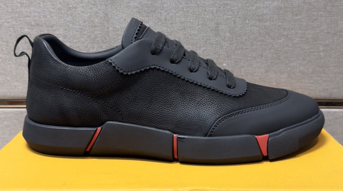 Louis Vuitton Black Low-Top Sneakers with Red Accents