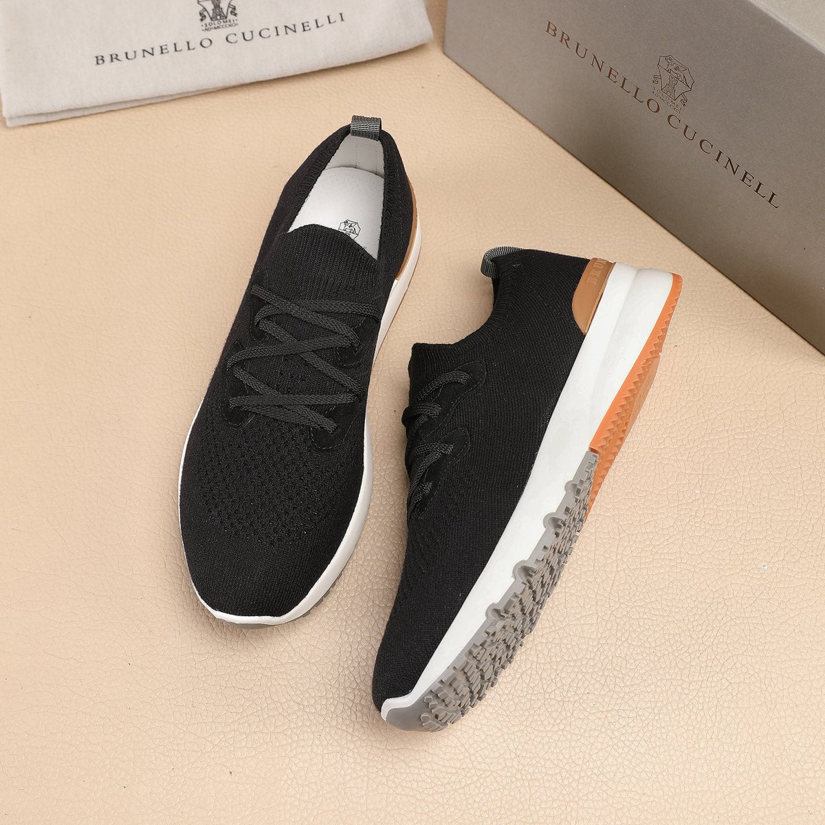 Brunello Cucinelli Black Knit Sneakers