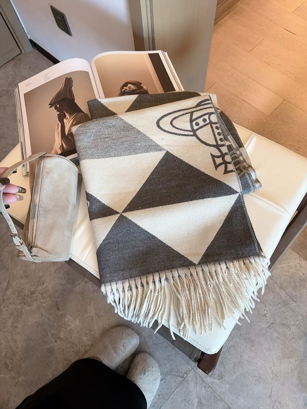 Vivienne Westwood Blush Pink Geometric Scarf