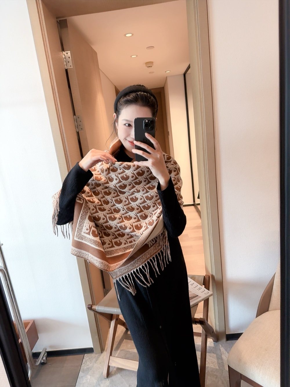 Dior Fringed Monogram Scarf