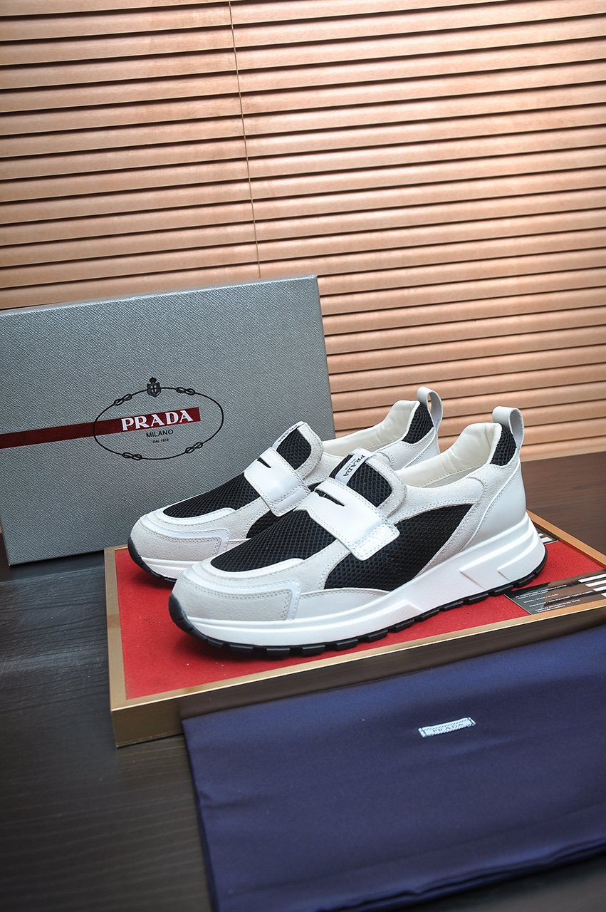 Prada Color-Block Mesh Sneakers