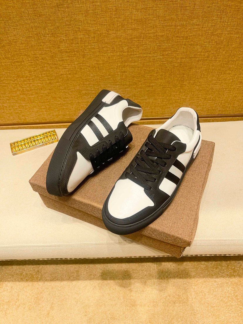 Dolce & Gabbana Black and White Stripe Low-Top Sneakers